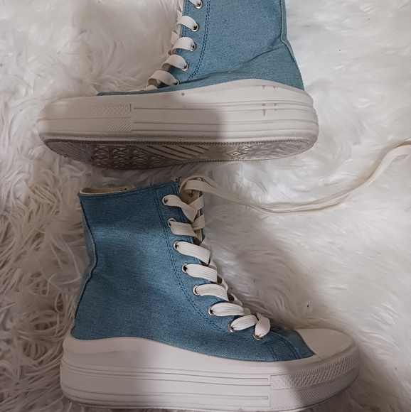 Liliana Women Denim swosh lace up high top sneakers - Picture 3 of 16